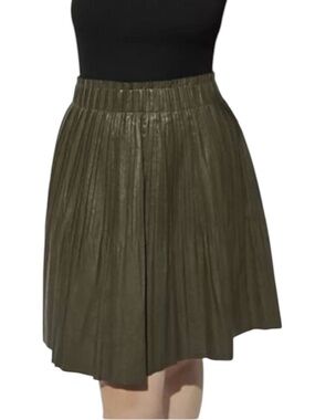 Anthropologie Ellene Faux Leather Mini Skirt Pleated Sz Extra Small